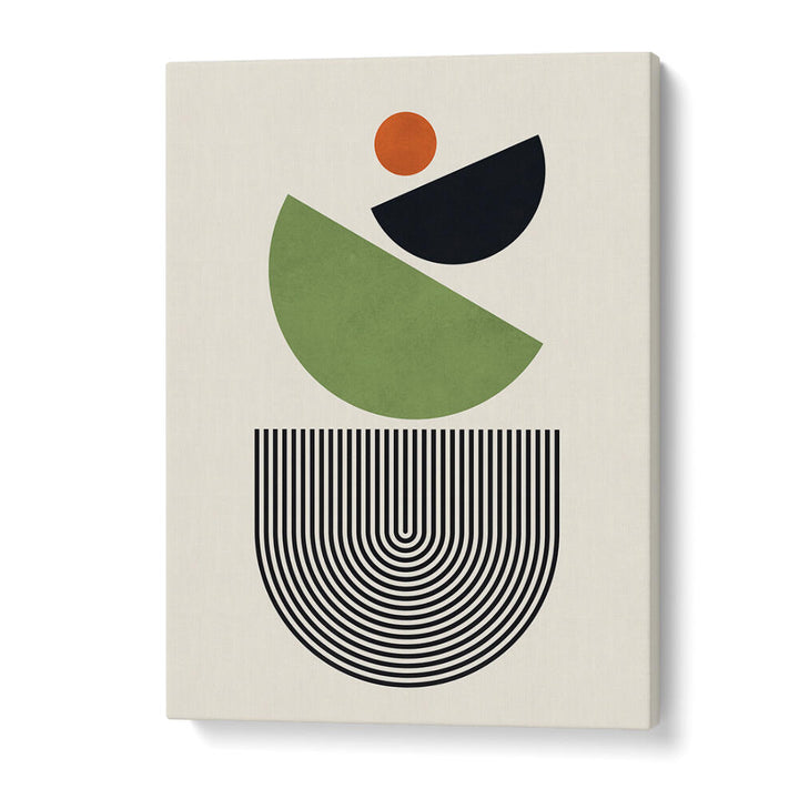 GEOMETRIC SHAPES IN GREEN BLACK AND ORANGE , GEOMETRIC ART PRINTS