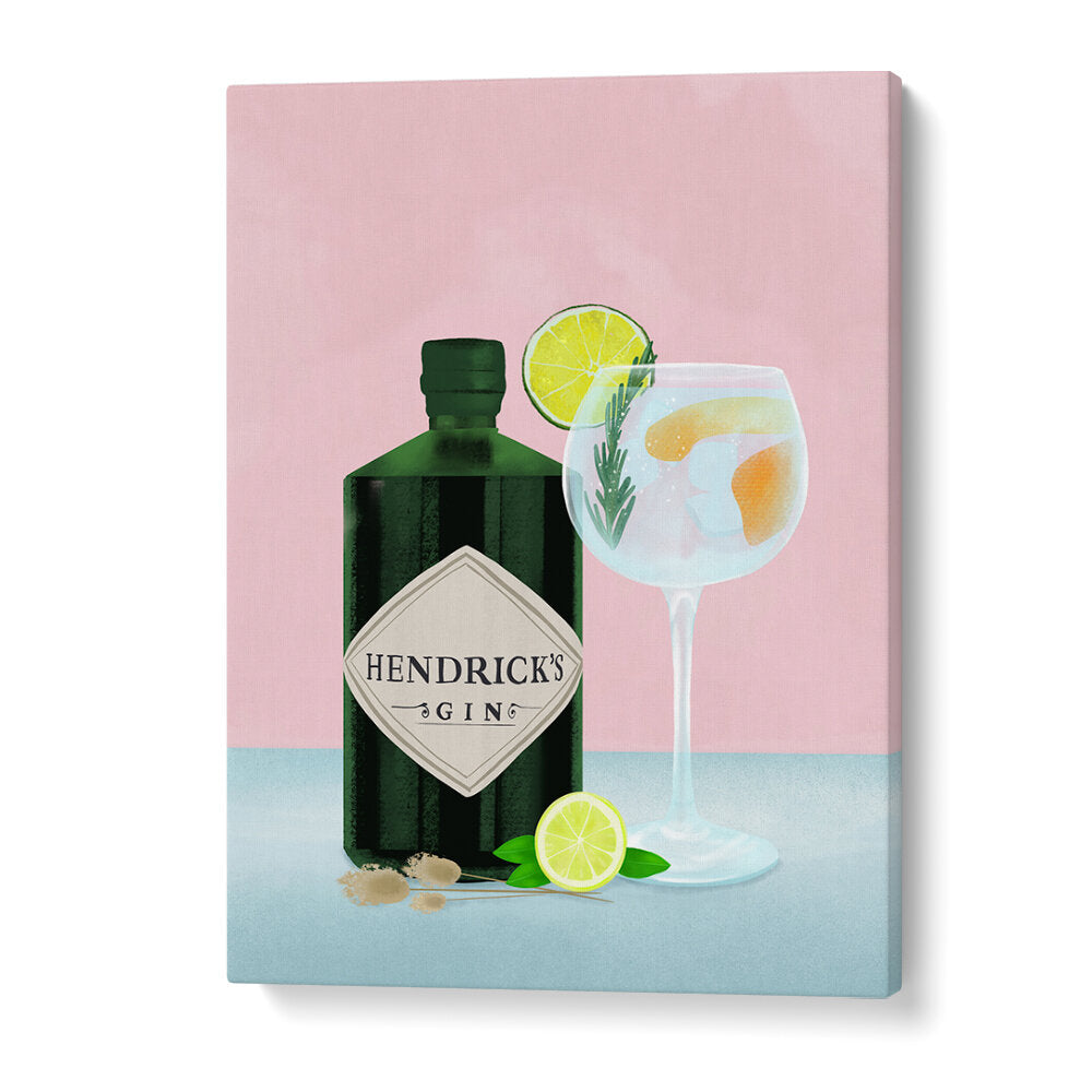 GIN TONIC , BAR art featuring Hendrick's Gin bottle and a gin & tonic glass with lime