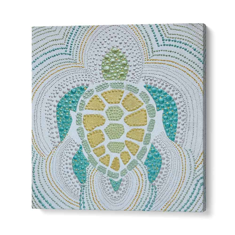 Vibrant GREEN SEA TURTLE, ANIMAL PAINTINGS bring abstract wildlife decor to life, perfect for enhancing any space.