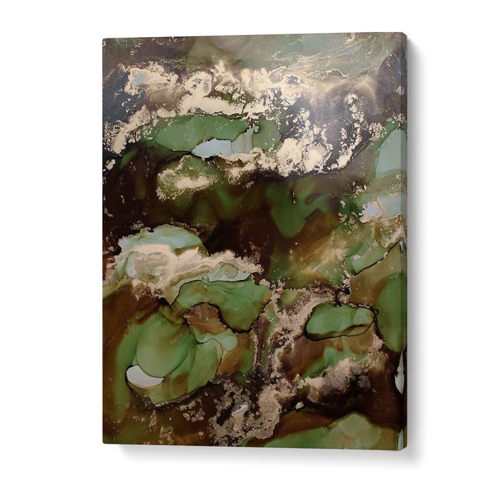 Golden brown, abstract paintings showcasing fluid art with rich textures and earthy tones for modern decor.