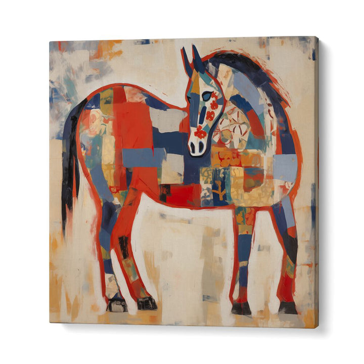 HORSE IN PATCHWORK , ANIMAL PAINTINGS