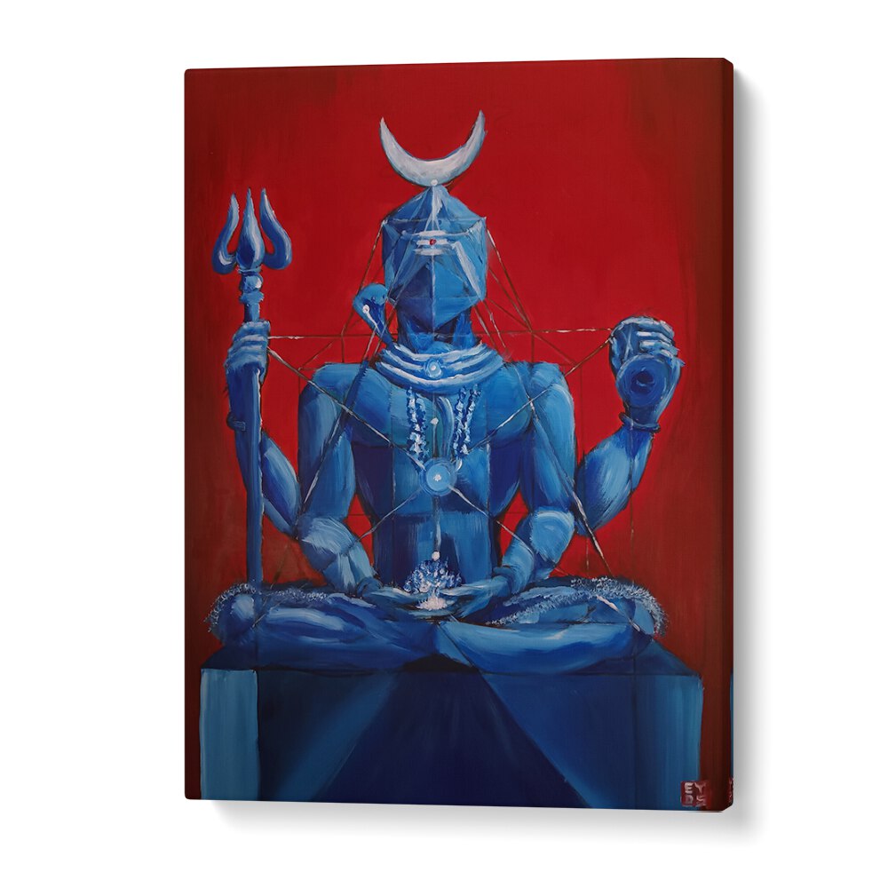 Vibrant "I AM E SHIVA, INDIAN ART PAINTINGS" by Imagineers Studio evokes divine consciousness and cosmic meditation.