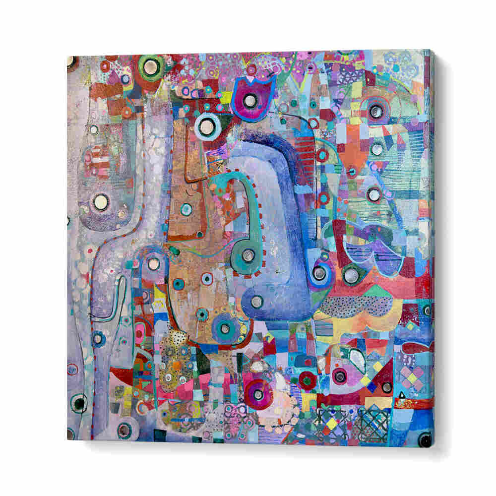 GalleryWrap canvas INDIGO MIRROR , ABSTRACT PAINTINGS with layered brushwork, luminous indigo hues and subtle texture