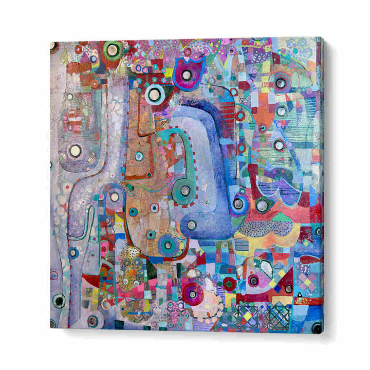 GalleryWrap canvas INDIGO MIRROR , ABSTRACT PAINTINGS with layered brushwork, luminous indigo hues and subtle texture