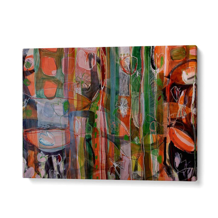 Colorful JARDIN TROPICAL I, ABSTRACT PAINTINGS blend earth tones for a bold statement in any space. Perfect for decor.
