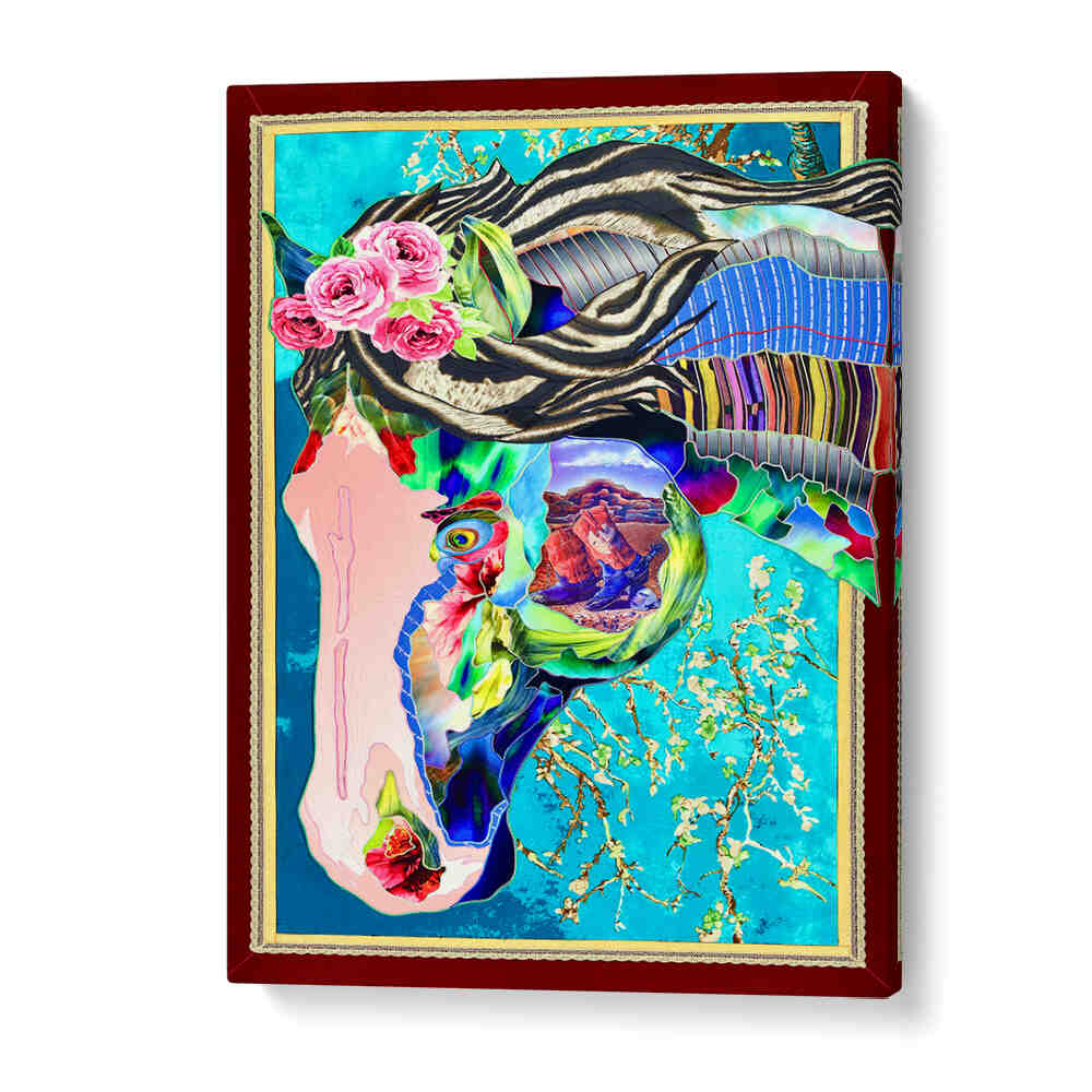 Vibrant LUMINOUS STEED, ANIMAL PAINTINGS showcase a colorful horse with floral accents and bold artistic elements.