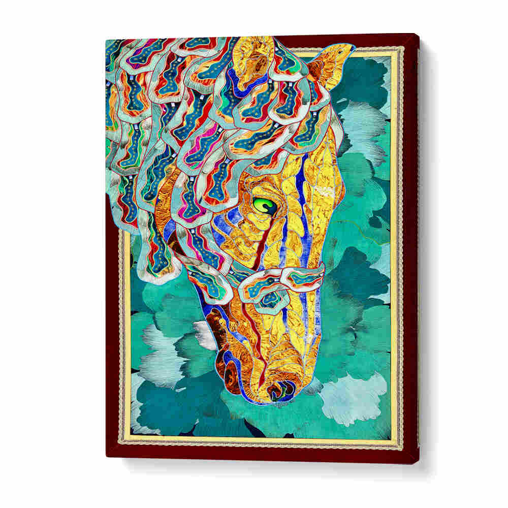 Vibrant MYSTIC MUSTANG, ANIMAL PAINTINGS featuring a colorful horse head, perfect for art lovers.