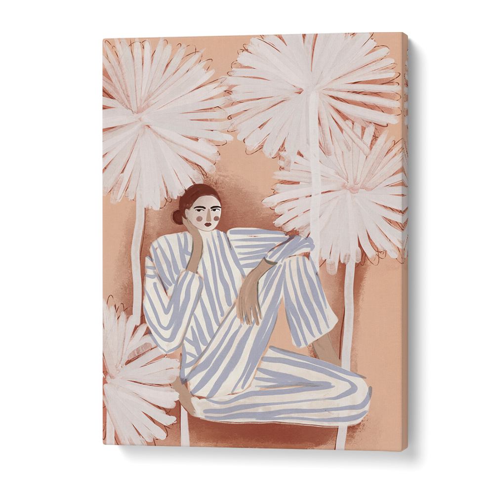 PEACEFUL WOMAN AMONG LEAVES