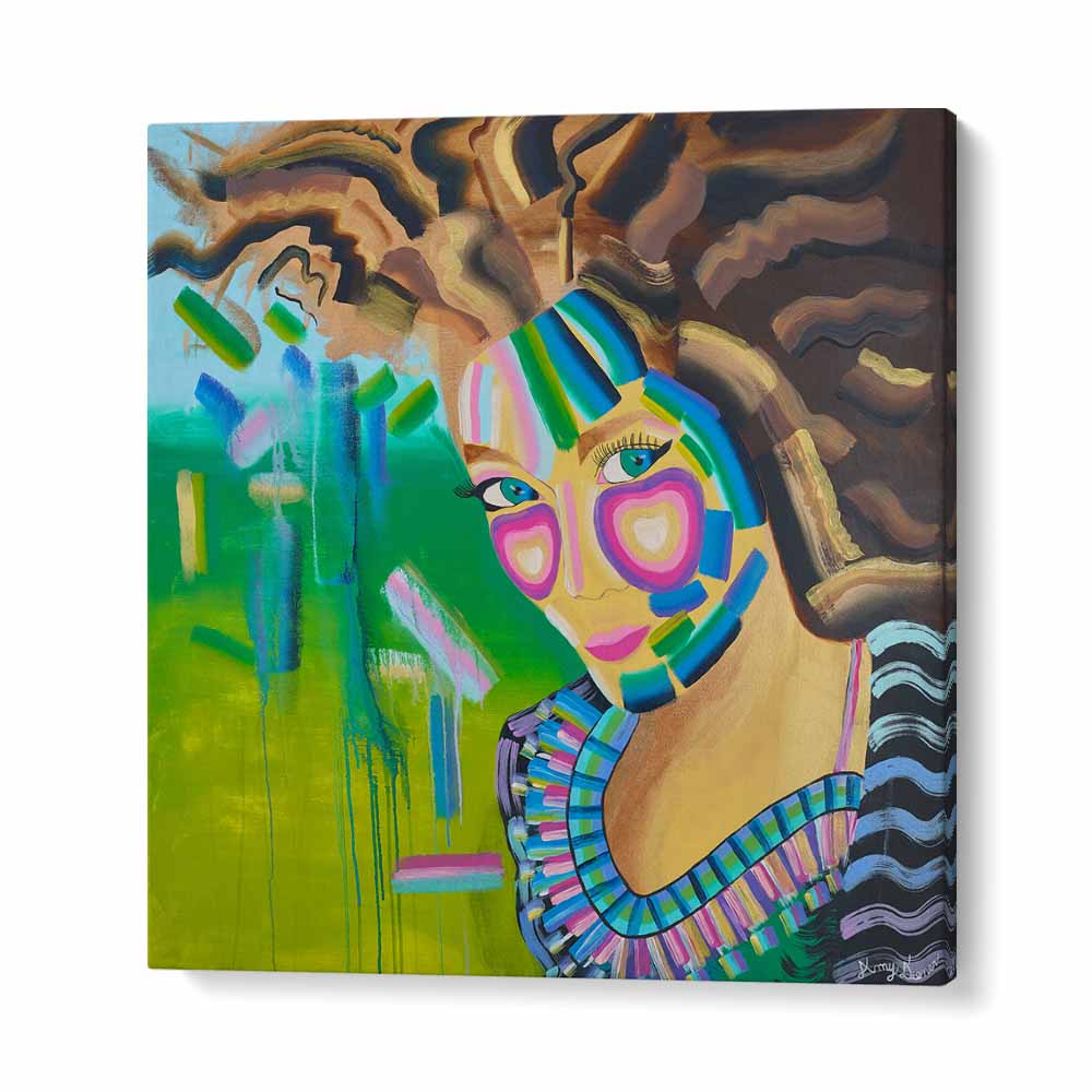 Vibrant PRINCESS, PORTRAITS art piece showcasing abstract emotional expressions and figurative illustrations.