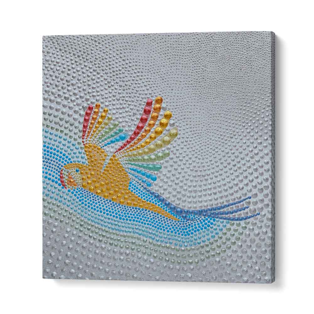 Vibrant RAINBOW PARROT FLIGHT, KIDS ROOM PAINTINGS perfect for adding charm to your child's room decor.