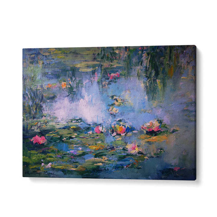 SERENE LILY POND , FLORAL FLOWER PAINTINGS