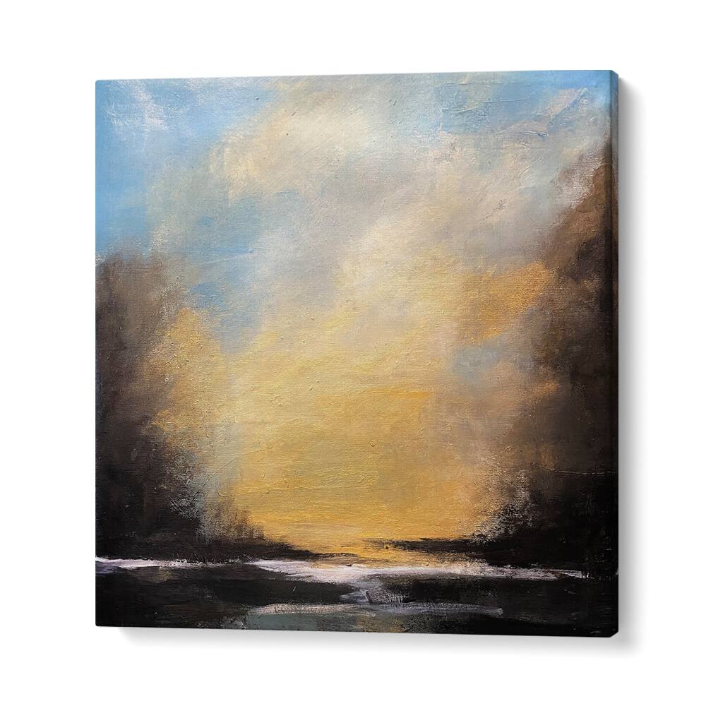 Vibrant colors in the SUNSET TRANQUIL HORIZON, LANDSCAPE PAINTINGS capture serene beauty for your home decor.