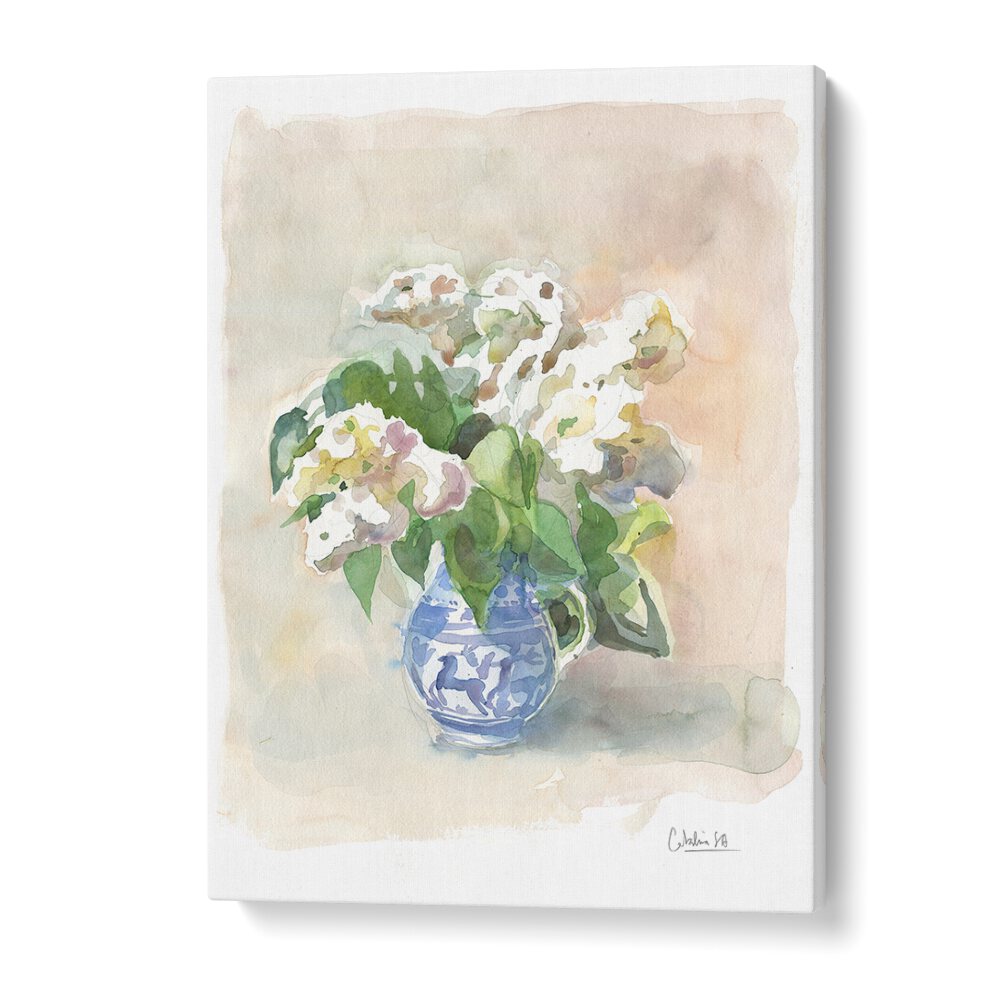 Beautiful WHITE LILACS IN A VASE, FLORAL FLOWER PAINTINGS, adding elegance to any living space with delicate charm.