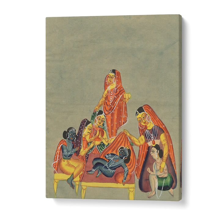 WORSHIP OF THE INFANT KRISHNA , INDIAN ART PAINTINGS