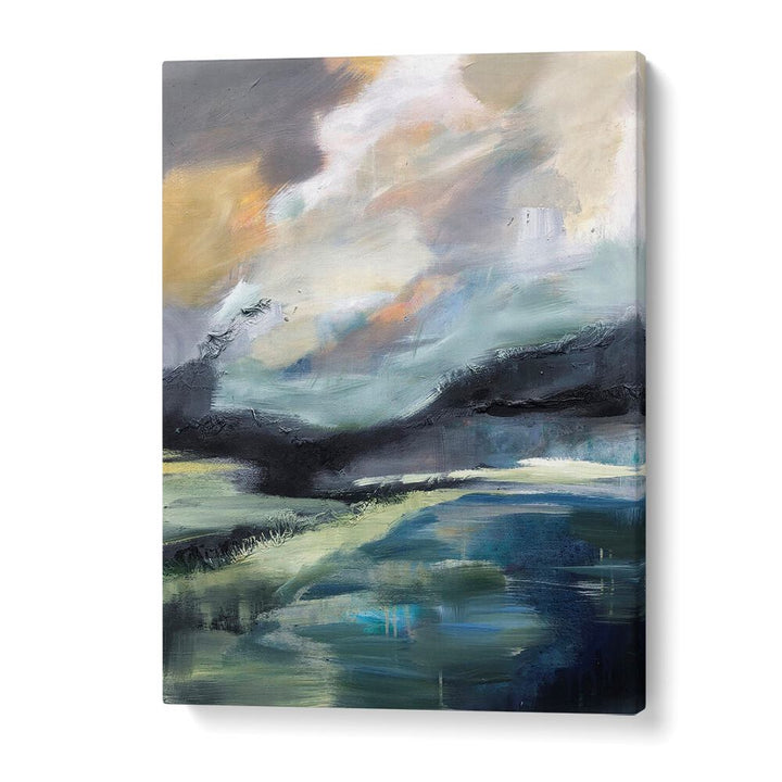Abstract depiction of nature's beauty in STORMY HORIZONS, LANDSCAPE PAINTINGS for stunning home decor.