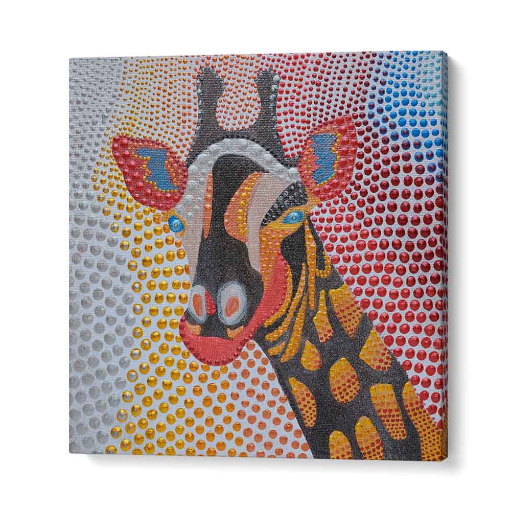 Colorful stylized giraffe artwork, perfect for kids room paintings to inspire creativity and adventure.