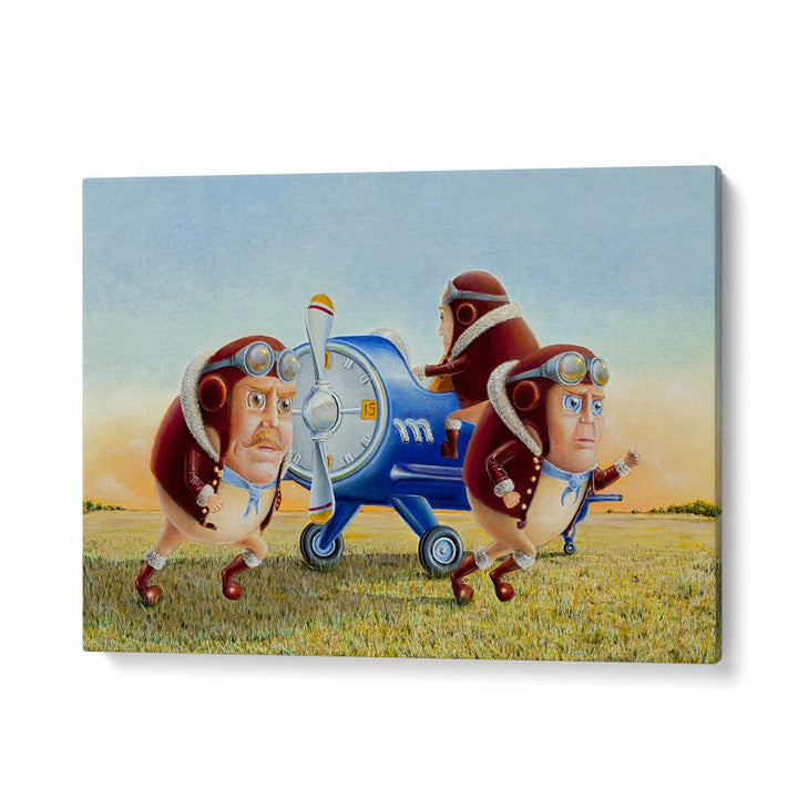 Whimsical SCRAMBLED EGGS, COMIC POSTERS featuring quirky characters in aviator outfits ready for adventure.