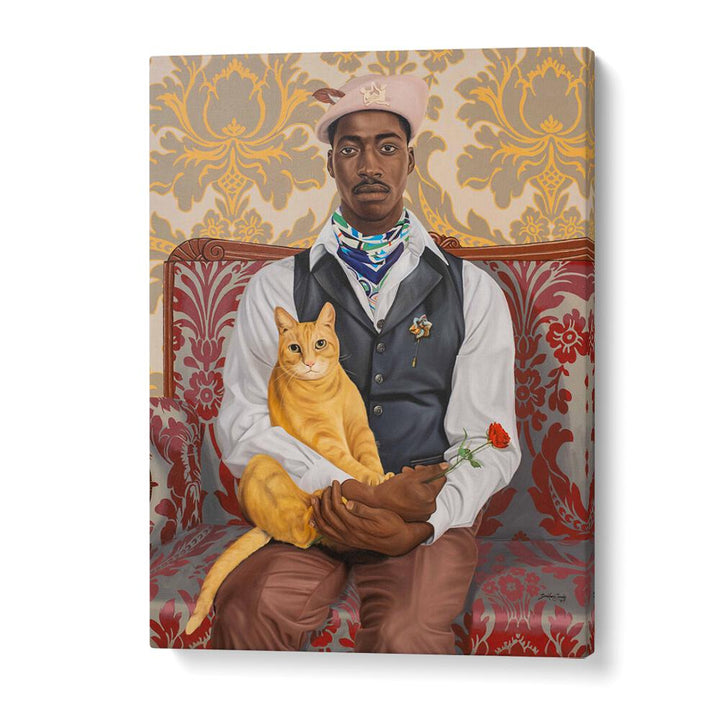 Stylish portrait from THE VELVET THRONE, AFRICAN ART PAINTINGS, showcasing cultural richness and vibrant colors.