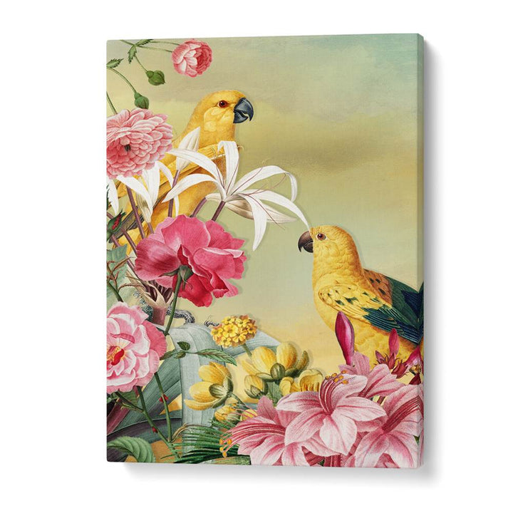 TROPICAL PARROTS AND FLOWERS