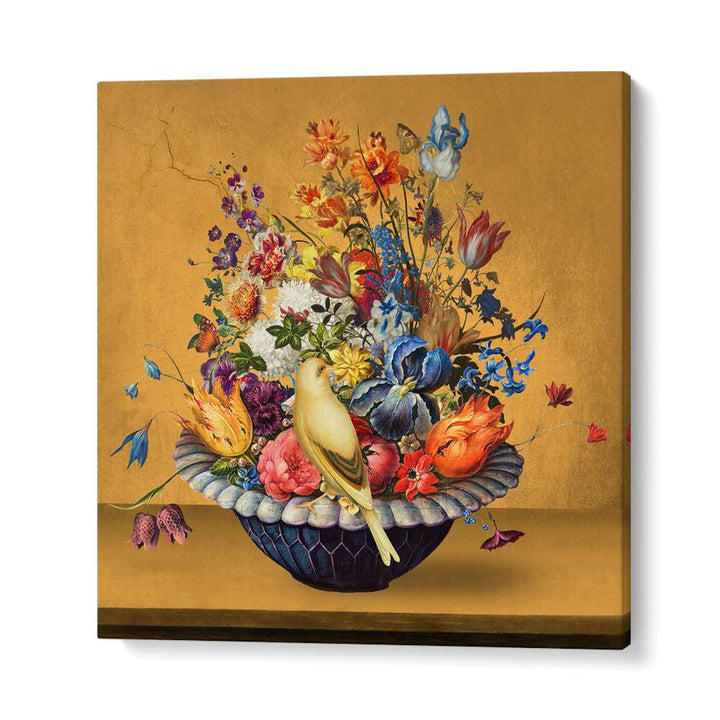 VIBRANT FLOWERS WITH BIRD