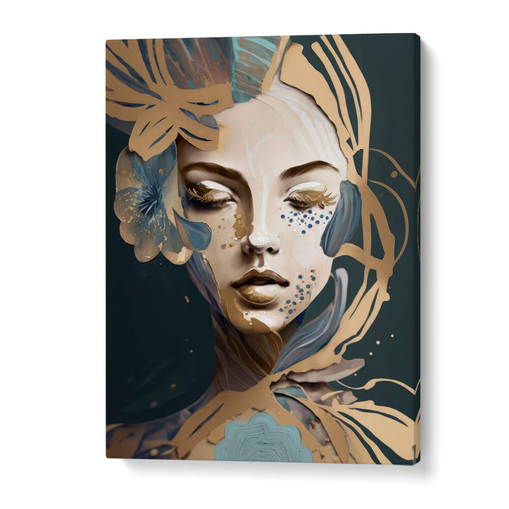 WOMAN FACE PORTRAIT WITH FLORAL ELEMENTS II , PORTRAITS & FIGURATIVE ILLUSTRATIONS