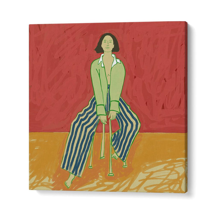 WOMAN IN STRIPED PANTS