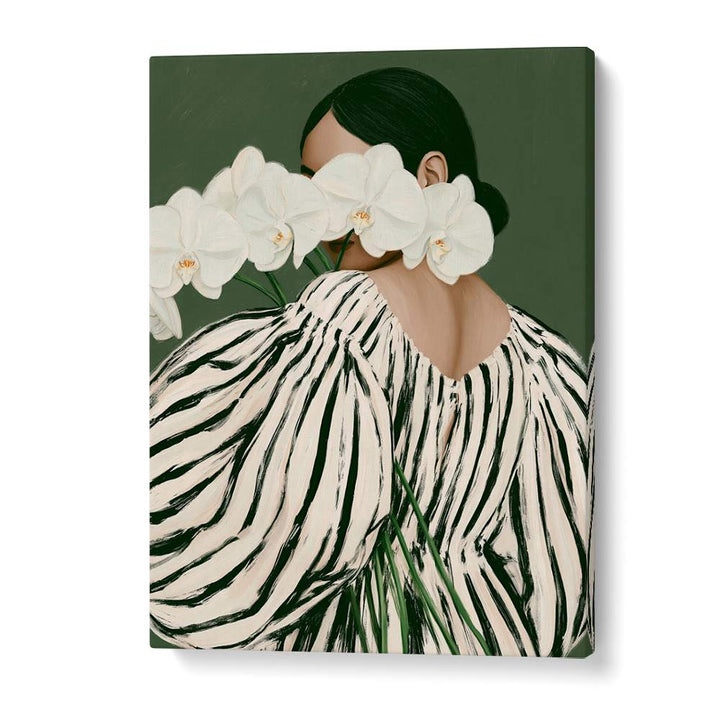 WOMAN WITH WHITE ORCHIDS