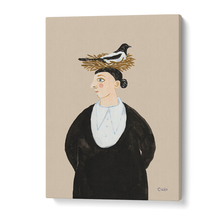 WOMAN WITH MAGPIE , PORTRAITS & FIGURATIVE ILLUSTRATIONS