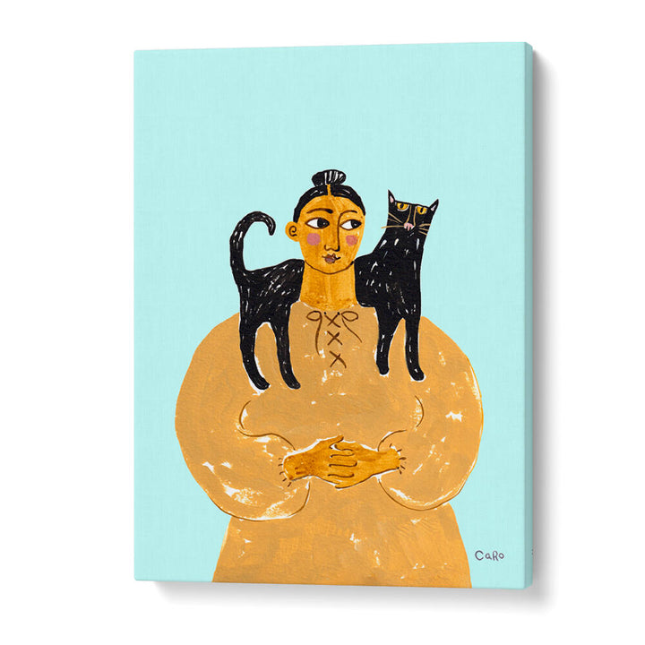 WOMAN WITH CAT , PORTRAITS & FIGURATIVE ILLUSTRATIONS