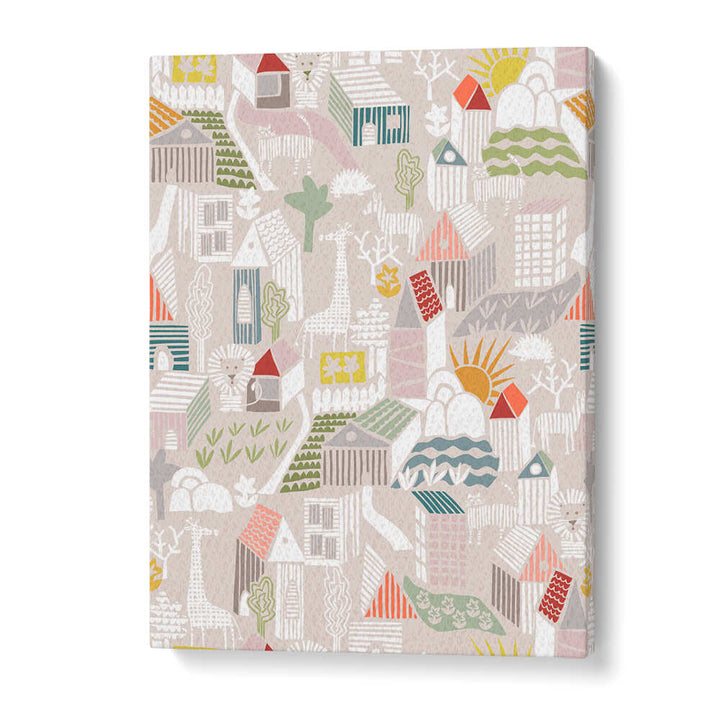 Whimsical Animals Hiding, Kids Room Paintings create a magical atmosphere in your child's space. Perfect for decor!