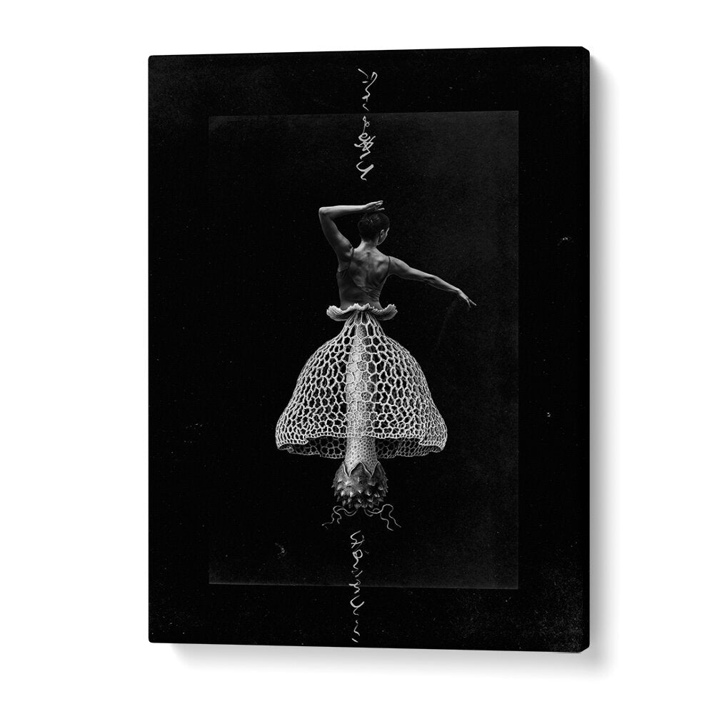 Surreal art print "DANCE WITH ME, SURREAL ART PRINTS" featuring a dancer in a unique lace dress design.