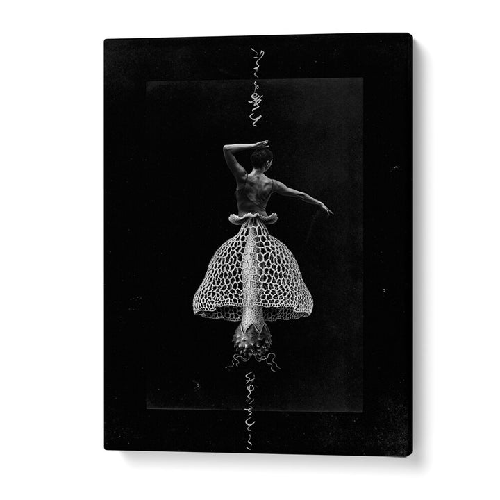 Surreal art print "DANCE WITH ME, SURREAL ART PRINTS" featuring a dancer in a unique lace dress design.
