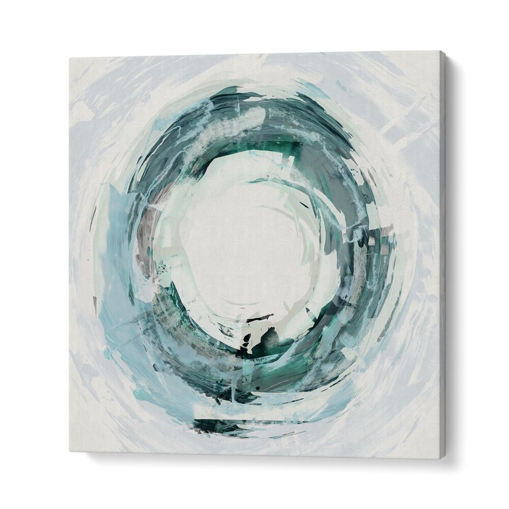 Stylish AROUND, ABSTRACT PAINTINGS featuring swirling teal and white colors, perfect for modern home or office decor.