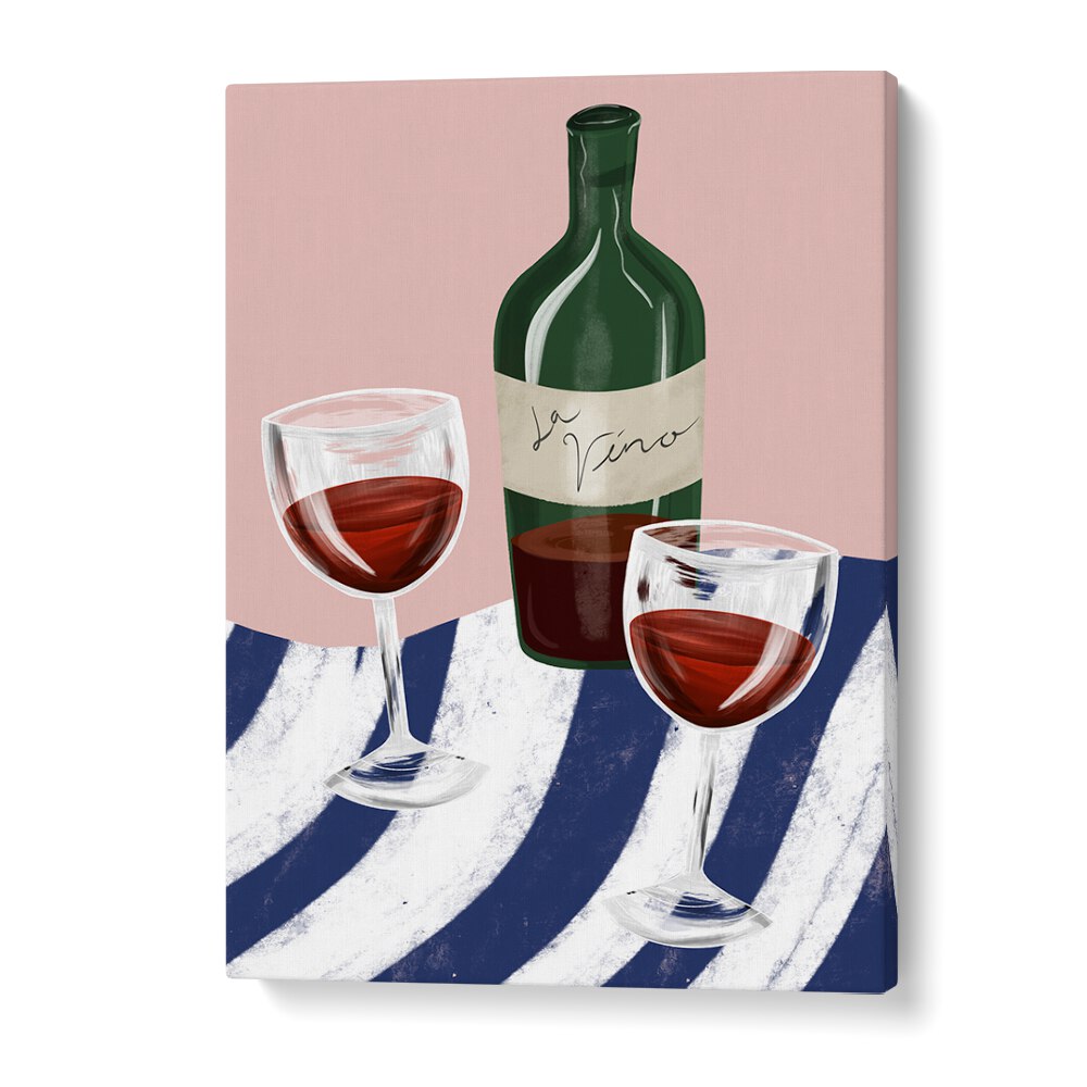 Elegant WINE TIME, BAR art featuring a wine bottle and glasses, perfect for cafe decor.