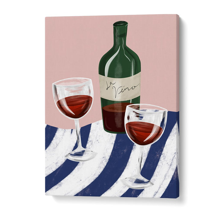 Elegant WINE TIME, BAR art featuring a wine bottle and glasses, perfect for cafe decor.
