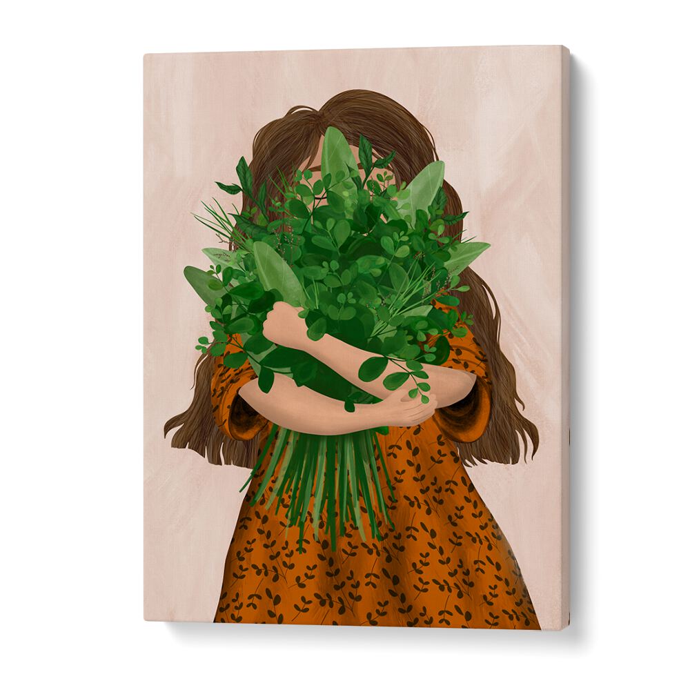 Charming GIRL WITH POSY, KIDS ROOM PAINTINGS, perfect for adding a whimsical touch to any child's space.