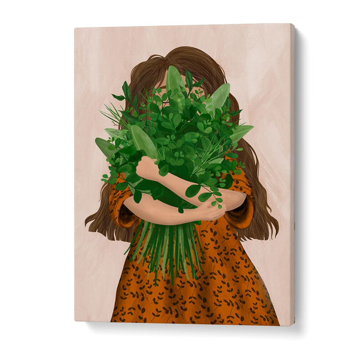 Charming GIRL WITH POSY, KIDS ROOM PAINTINGS, perfect for adding a whimsical touch to any child's space.