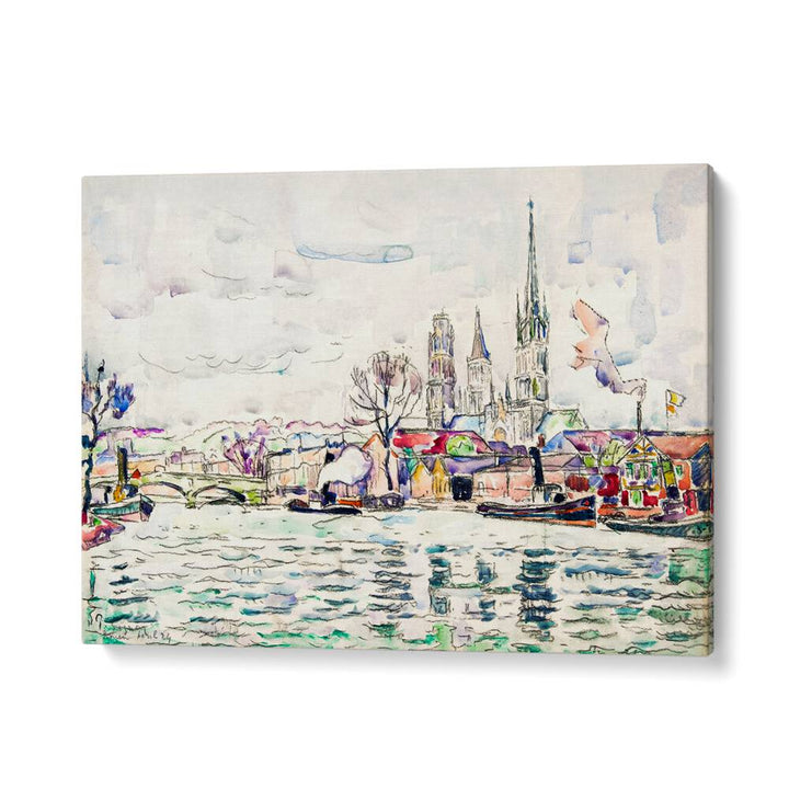 RIVER SCENE ROUEN (1924) , VINTAGE PAINTINGS