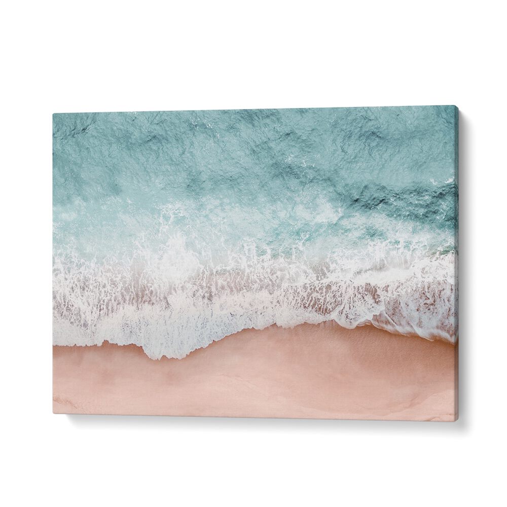 Tranquil ocean waves meet sandy shores in BEACH VIBES III, BEACH PAINTINGS, perfect for coastal decor.