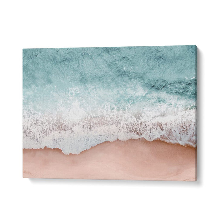 Tranquil ocean waves meet sandy shores in BEACH VIBES III, BEACH PAINTINGS, perfect for coastal decor.