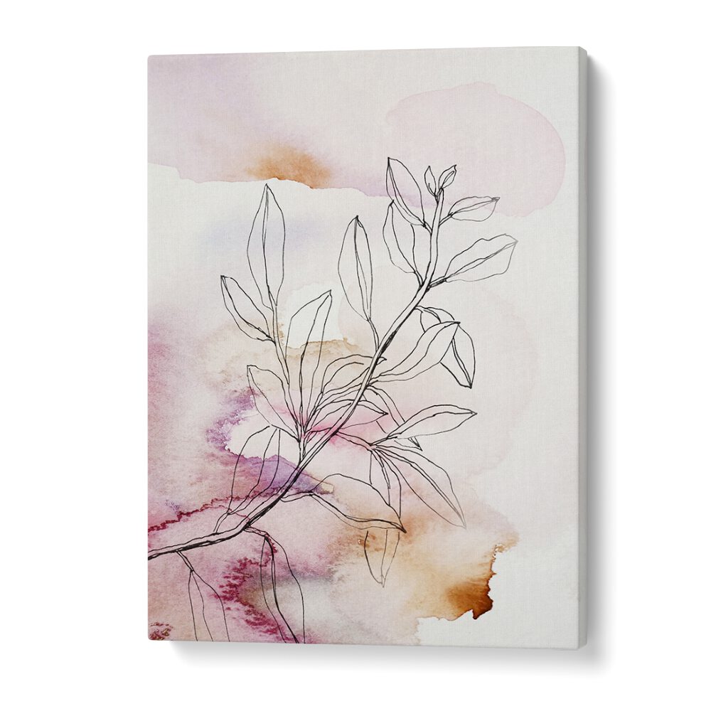 Elegant WHISPER PETALS III, FLORAL FLOWER PAINTINGS showcase delicate leaves against soft watercolor hues. Perfect for decor.