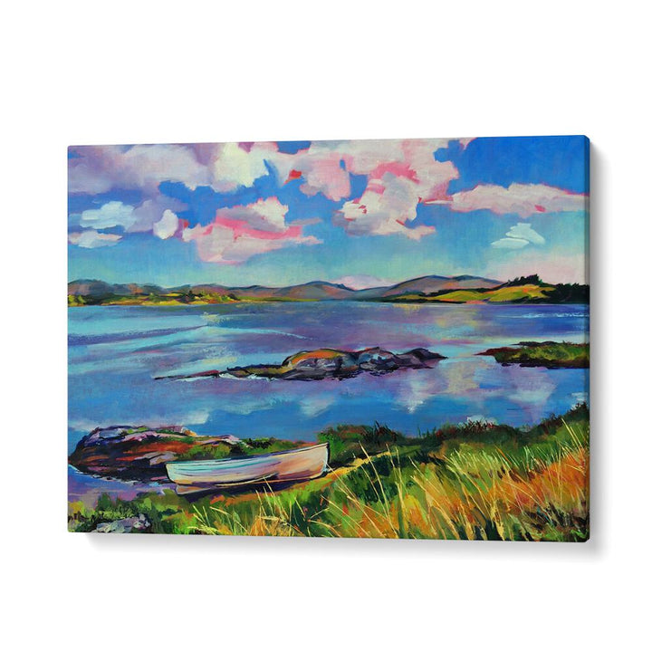 BOAT ON THE LAKE , BEACH PAINTINGS