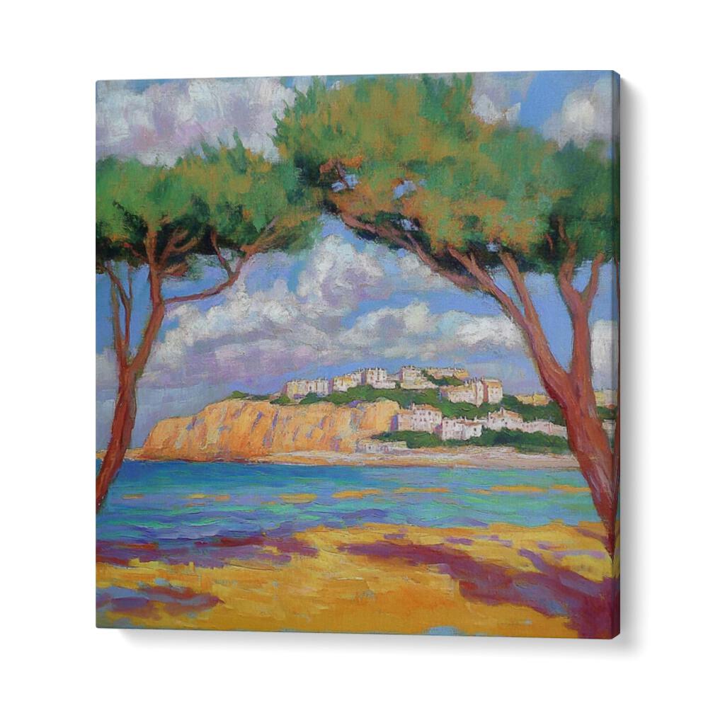 Cypress trees on the beach create a tranquil coastal scene, perfect for adding serene beauty to any space.