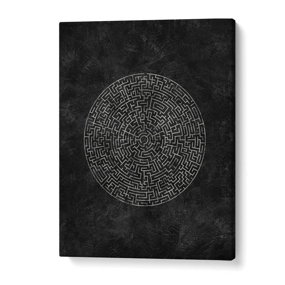 Stylish CIRCULAR JOURNEY MAZE, GEOMETRIC ART PRINTS featuring intricate design, perfect for modern decor enthusiasts.