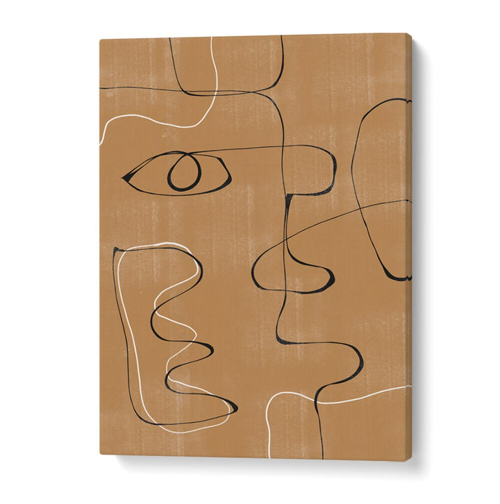 Stunning ABSTRACT FACE NO3, LINE ART PAINTINGS featuring elegant lines and warm tones, perfect for modern decor.