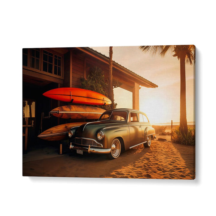 VINTAGE CAR SUNSET BEACH , CAR POSTERS