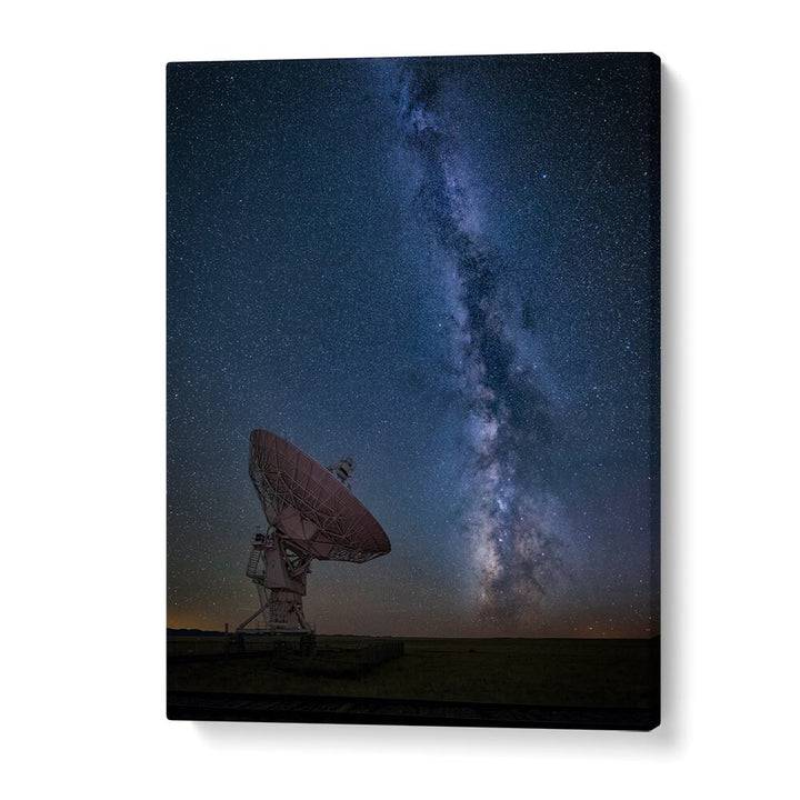 Stunning night sky with a satellite dish, perfect for your space—discover CONTACT, PHOTOGRAPHY PRINTS.