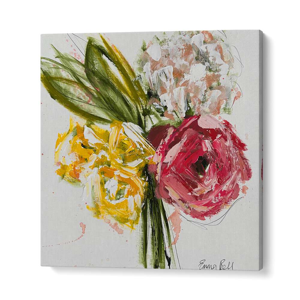 Bright and vibrant COLORFUL FLORAL BOUQUET, FLORAL FLOWER PAINTINGS perfect for enhancing your living space.