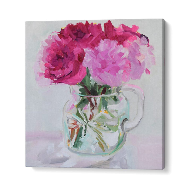 Stunning Pretty in Pink, Floral Flower Paintings featuring vibrant blooms in a glass vase, perfect for home decor.