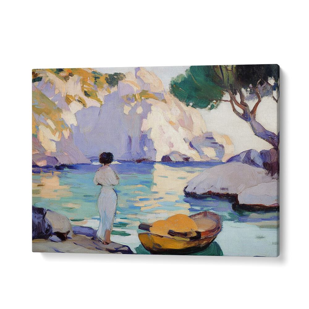 Serene artwork featuring a WOMAN IN A BOAT, capturing tranquility and elegance for any space. Perfect for your home decor.